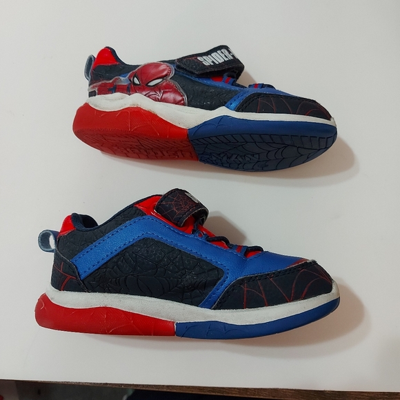 Spiderman Kids Hook & Loop Velcro Closure Sneaker Tennis Shoe Size 10 Red/Blue - Picture 3 of 7